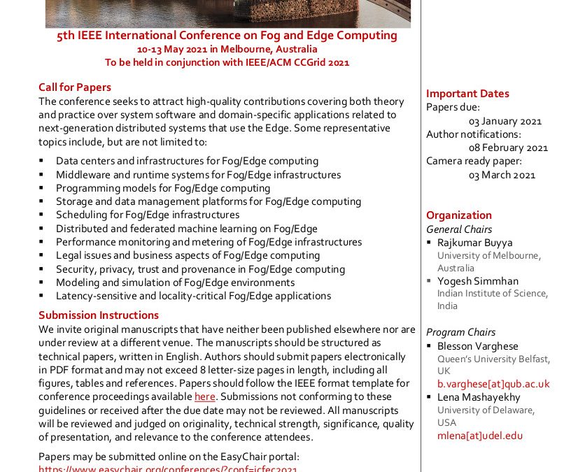 International Conference on Fog and Edge Computing (ICFEC 2021)